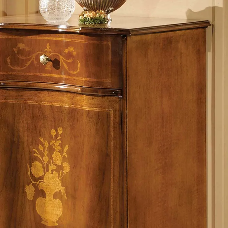 Italienische Kleinkommode im Barockstil Venerdina in Nussbaum Braun