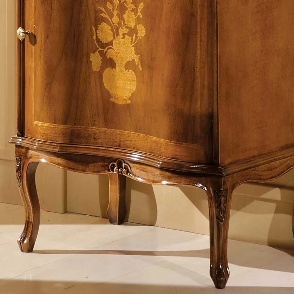 Italienische Kleinkommode im Barockstil Venerdina in Nussbaum Braun