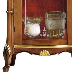 Italienische Vitrine in Nussbaum & Gold & Rot - Carlenna I