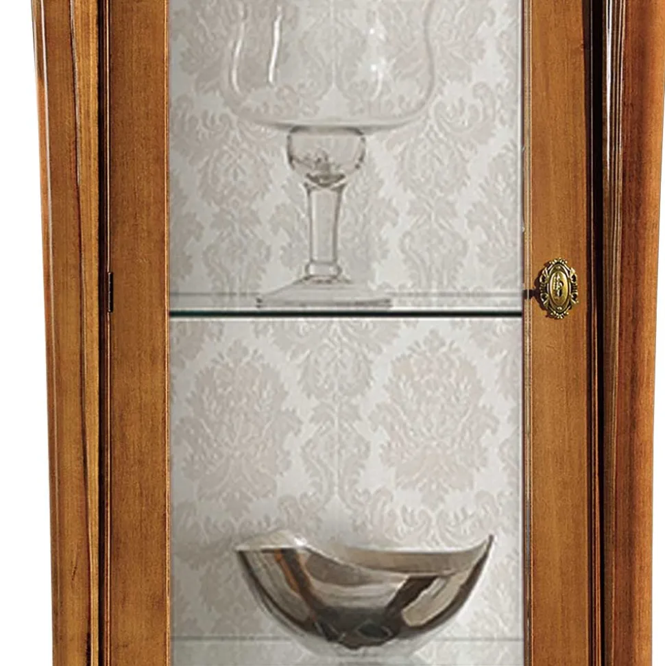 Italienischer Vitrinenschrank in Nussbaum & Gold - Carlenna