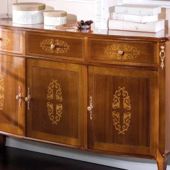 Italienisches Barock Sideboard Natale in Nussbaum mit Intarsien