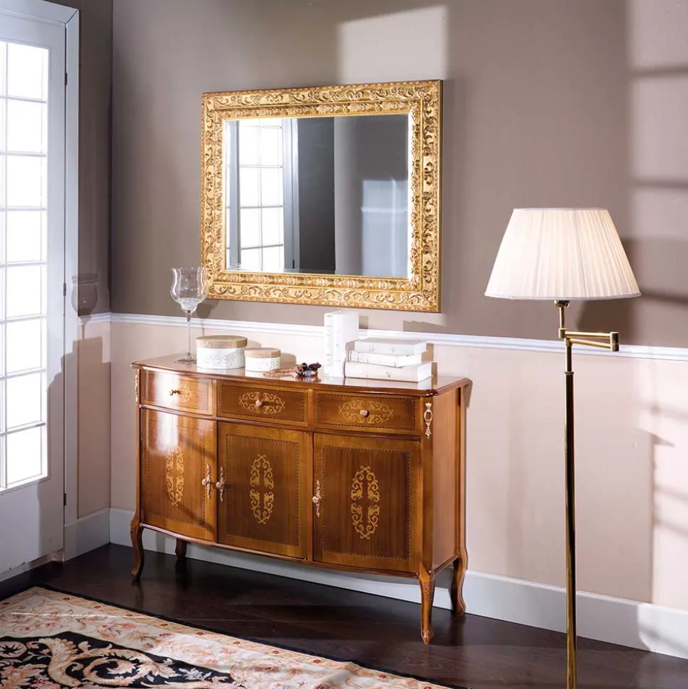 Italienisches Barock Sideboard Natale in Nussbaum mit Intarsien