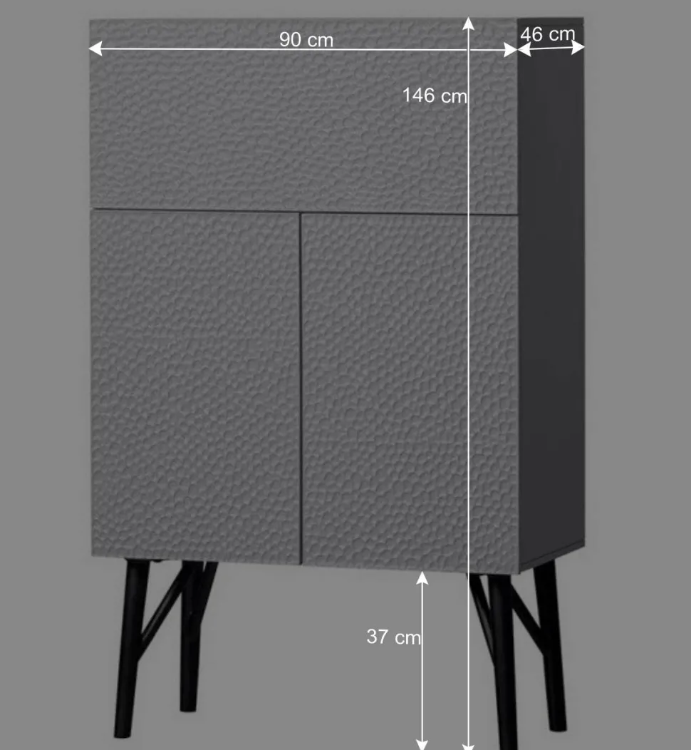 Japandi Barschrank in Hellgrau - Looning