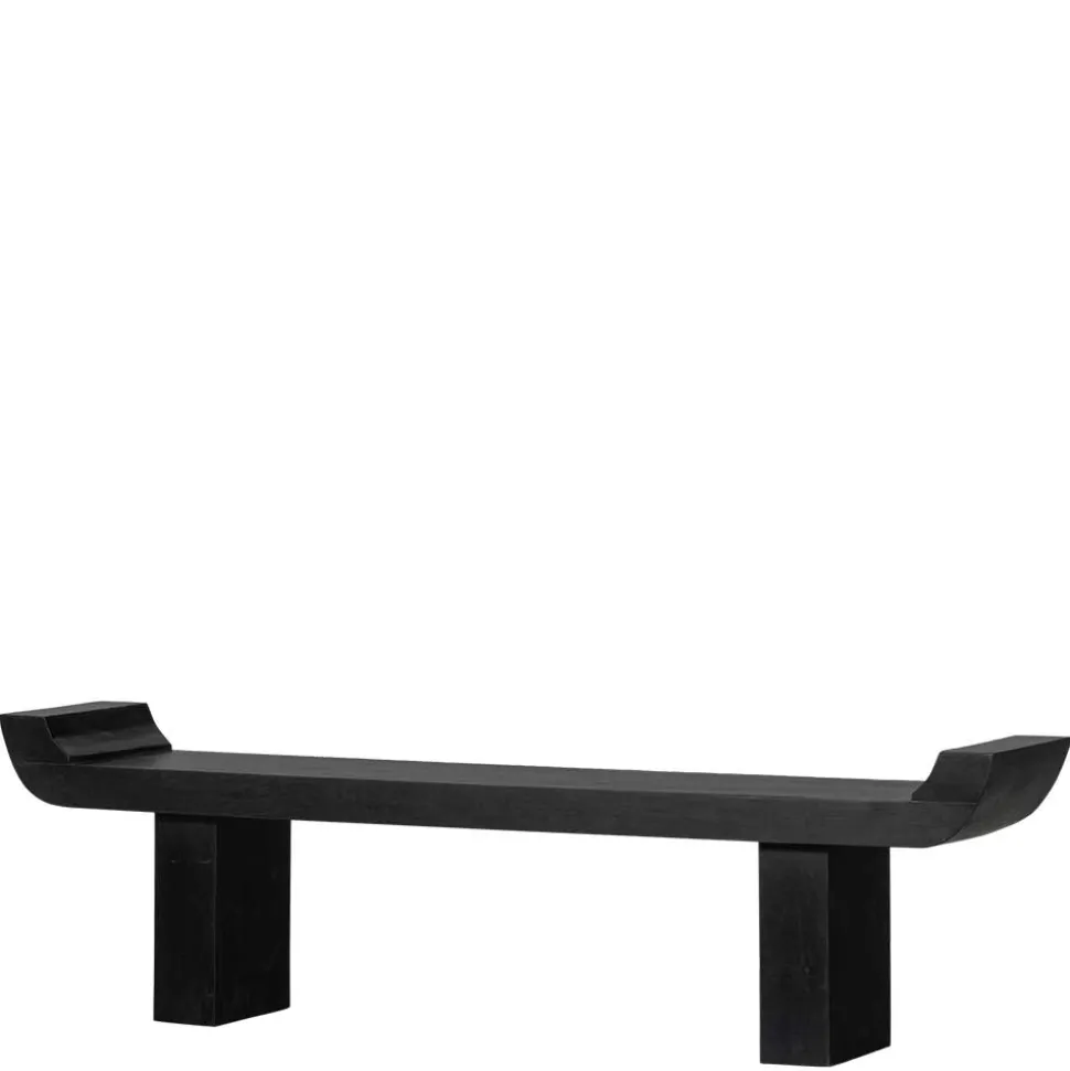 Japandi Wohnraumbank in Schwarz - Belafoma