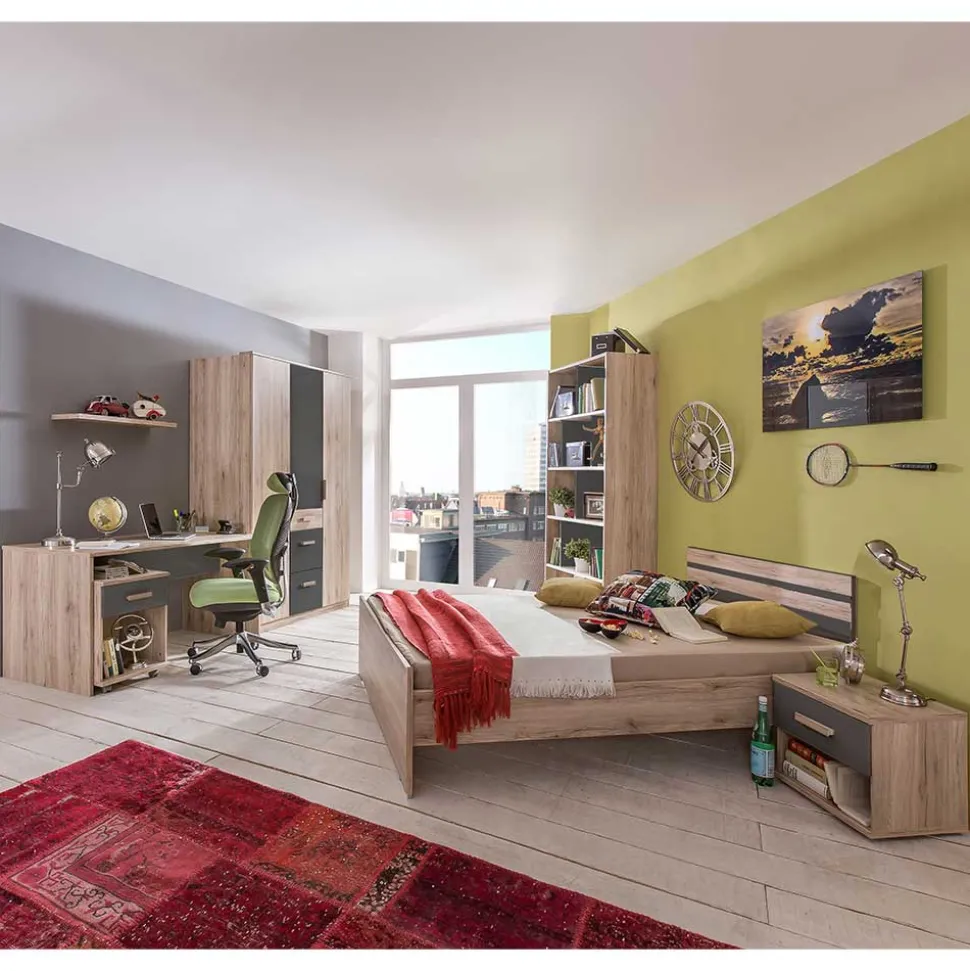 Jugendzimmer in Eiche San Remo Optik - Jilamenda (siebenteilig)