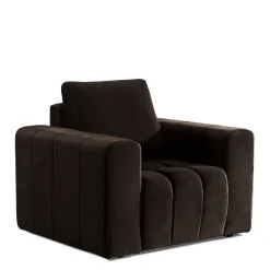 Kantiger Polstersessel in Dunkelbraun - Ladwica