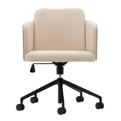 Kantiger Schreibtischsessel in Beige Chenille - Vinzenzo