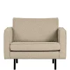 Kantiger Sessel aus Boucle in Beige - Glamoure