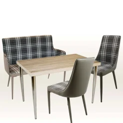 Karierter Esszimmerstuhl im Retro Stil - Gondama (2er Set)