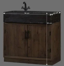 Küche Spülenschrank mit Stein Aufsatzbecken - Macsena