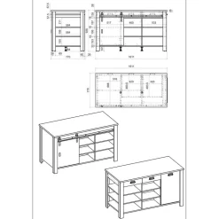 Küchen-Einrichtung mit Insel Set - Garisa (siebenteilig)