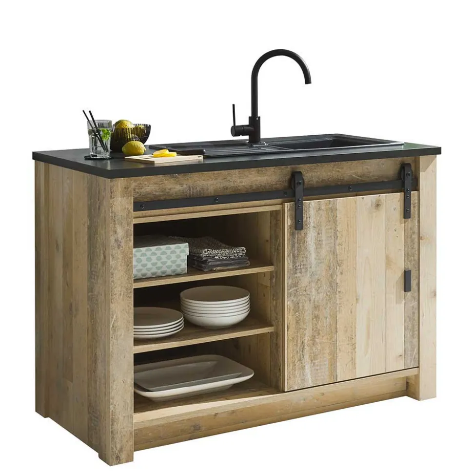 Küchen-Einrichtung mit Insel Set - Garisa (siebenteilig)