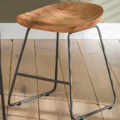 Küchenhocker mit Holzsitz & Bügelgestell - Ise (2er Set)