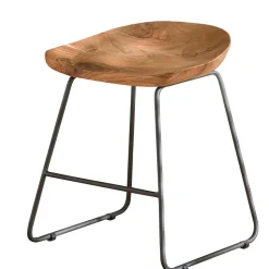 Küchenhocker mit Holzsitz & Bügelgestell - Ise (2er Set)