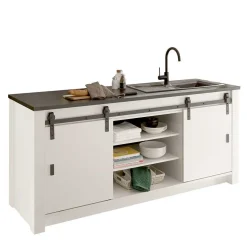 Küchenmöbel Kombination in Weiß Grau - Eture (dreiteilig)