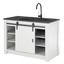 Küchenmöbel mit Theke in Weiß & Grau - Eture (sechsteilig)