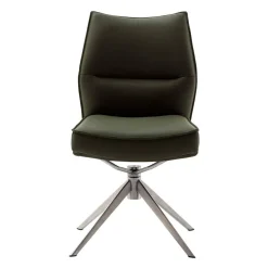 Küchenstuhl aus Leder und Edelstahl - Simael (2er Set)