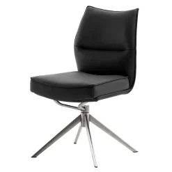 Küchenstuhl aus Leder und Edelstahl - Simael (2er Set)