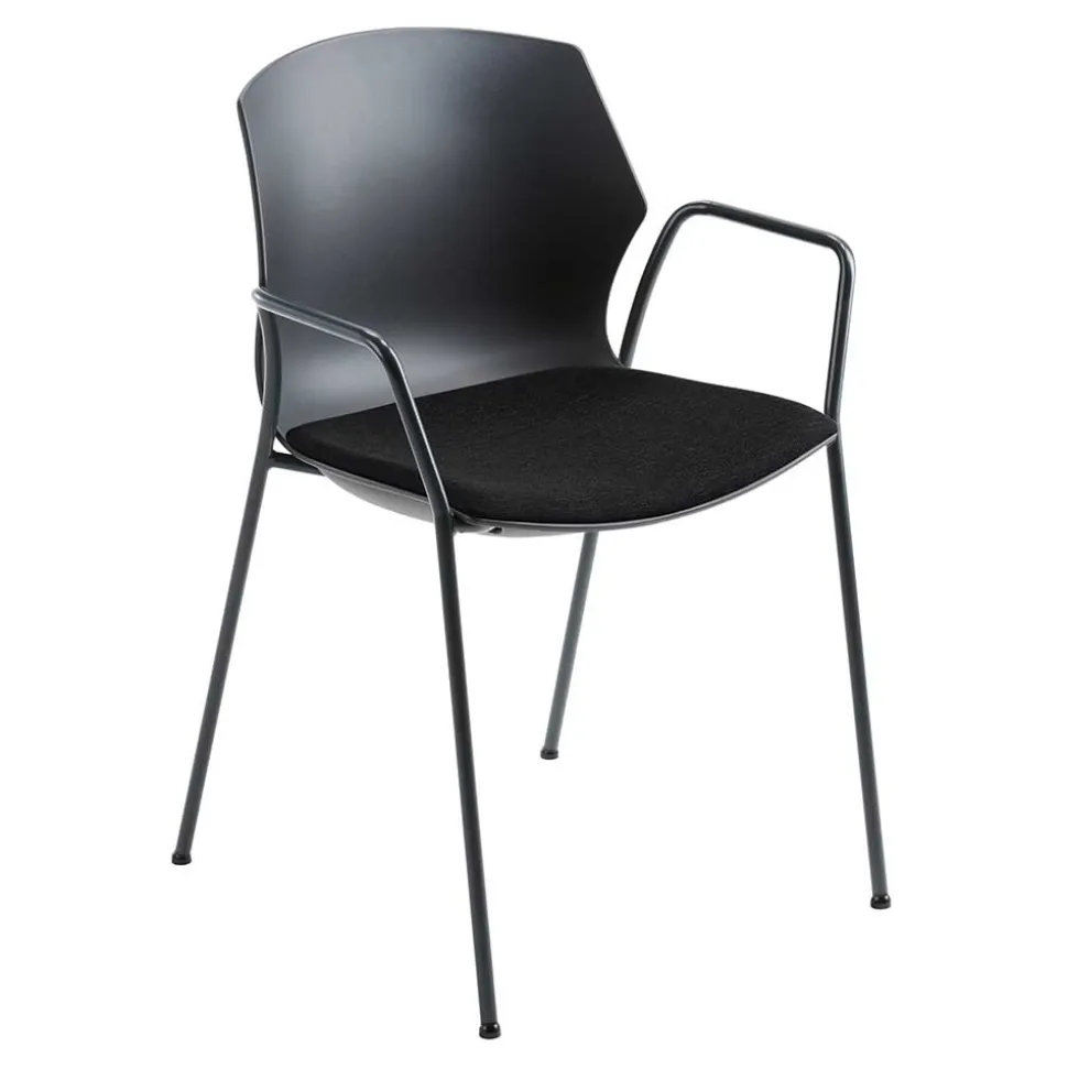 Küchenstuhl mit Armlehnen in Schwarz - Hilary