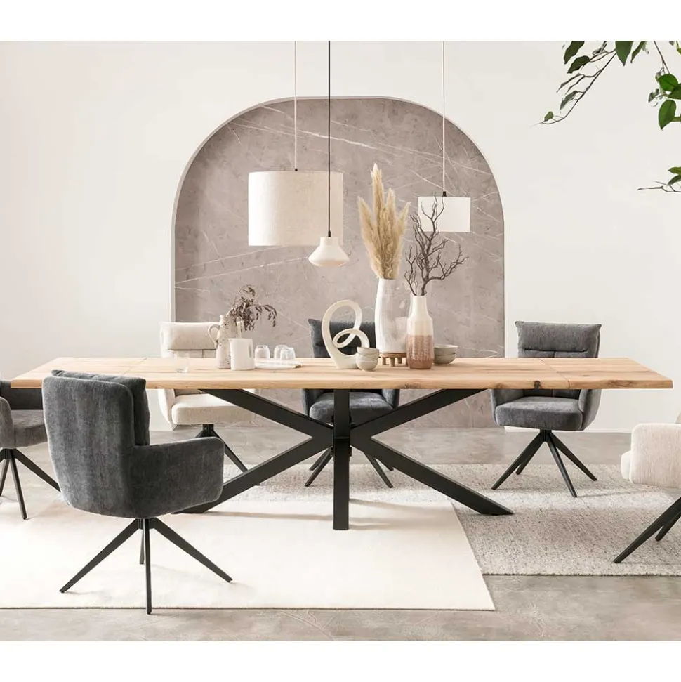 Küchentisch mit Baumkanten Eiche - Deconda