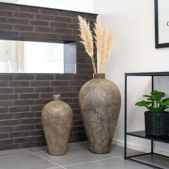 Keramik Blumenvase in Graubraun - Bombasti