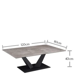 Keramik Wohnzimmertisch mit V Säulengestell - Ravela