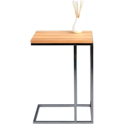 Kernbuche Ablagetisch rechteckig Mario mit verchromtem Gestell