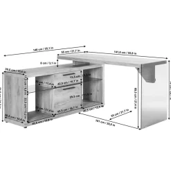 Kernbuche Design Schreibtisch mit Regal Anbau - Manaus