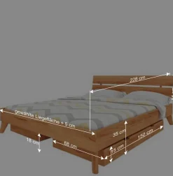 Kernbuche Doppelbett in Natur geölt - Junola III