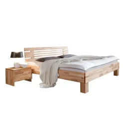 Kernbuche Massivholzbett Bevallia mit Nachttisch (zweiteilig)