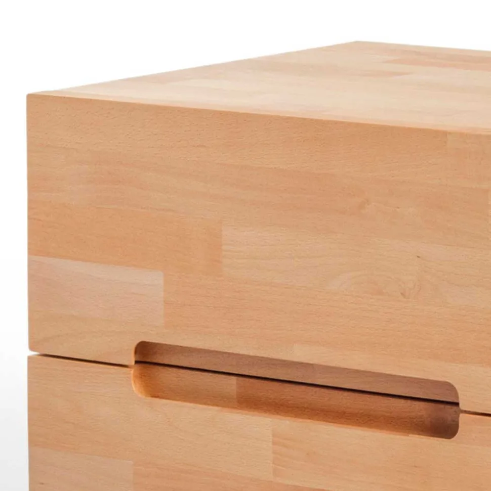 Kernbuche Nachtkommode Leoda mit 2 Soft Close Schubladen