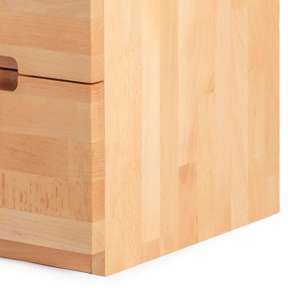 Kernbuche Nachtkommode Leoda mit 2 Soft Close Schubladen