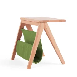 Kernbuche Nachttisch Rivaso mit Stofftasche in Grün