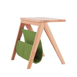 Kernbuche Nachttisch Rivaso mit Stofftasche in Grün