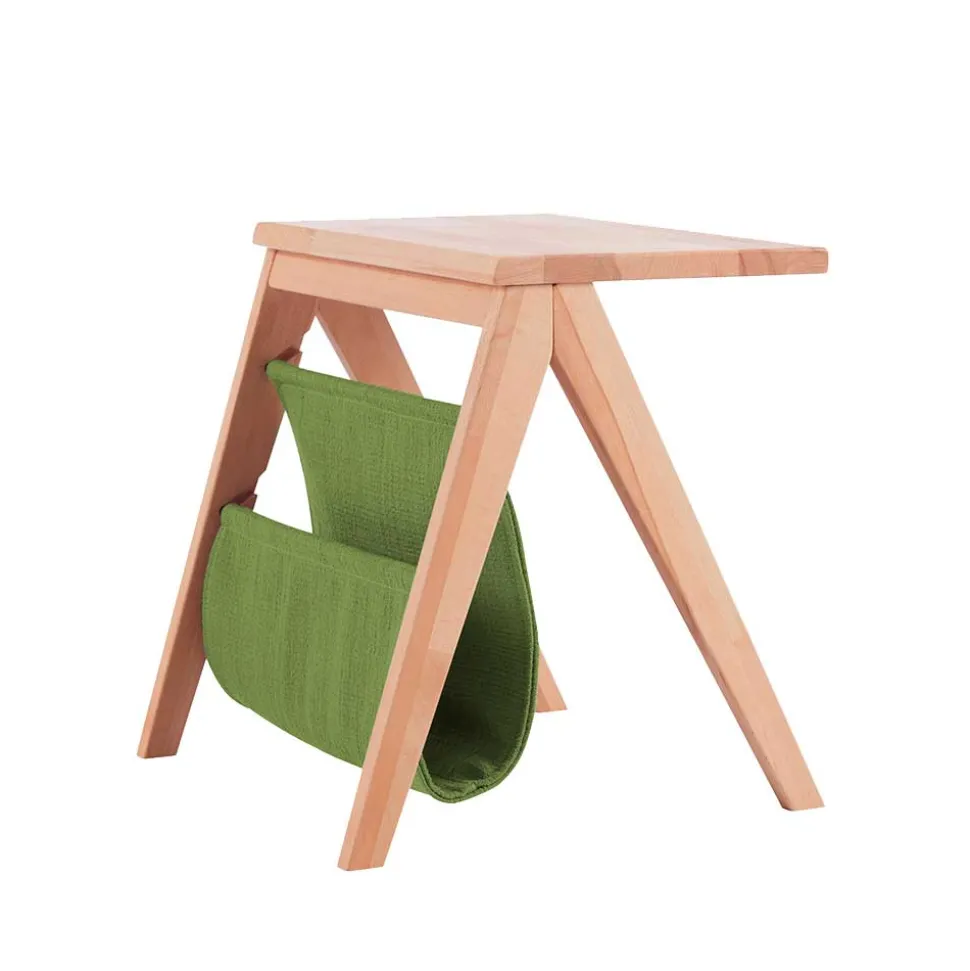 Kernbuche Nachttisch Rivaso mit Stofftasche in Grün