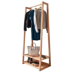 Kernbuche Standgarderobe mit 2 Ablageböden - Barrios