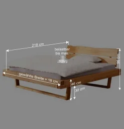 Kiefer Bett mit Baumkanten Kopfteil - Kalastania