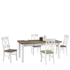 Kiefer Esstischgruppe Yoan in Weiß Grau (fünfteilig)