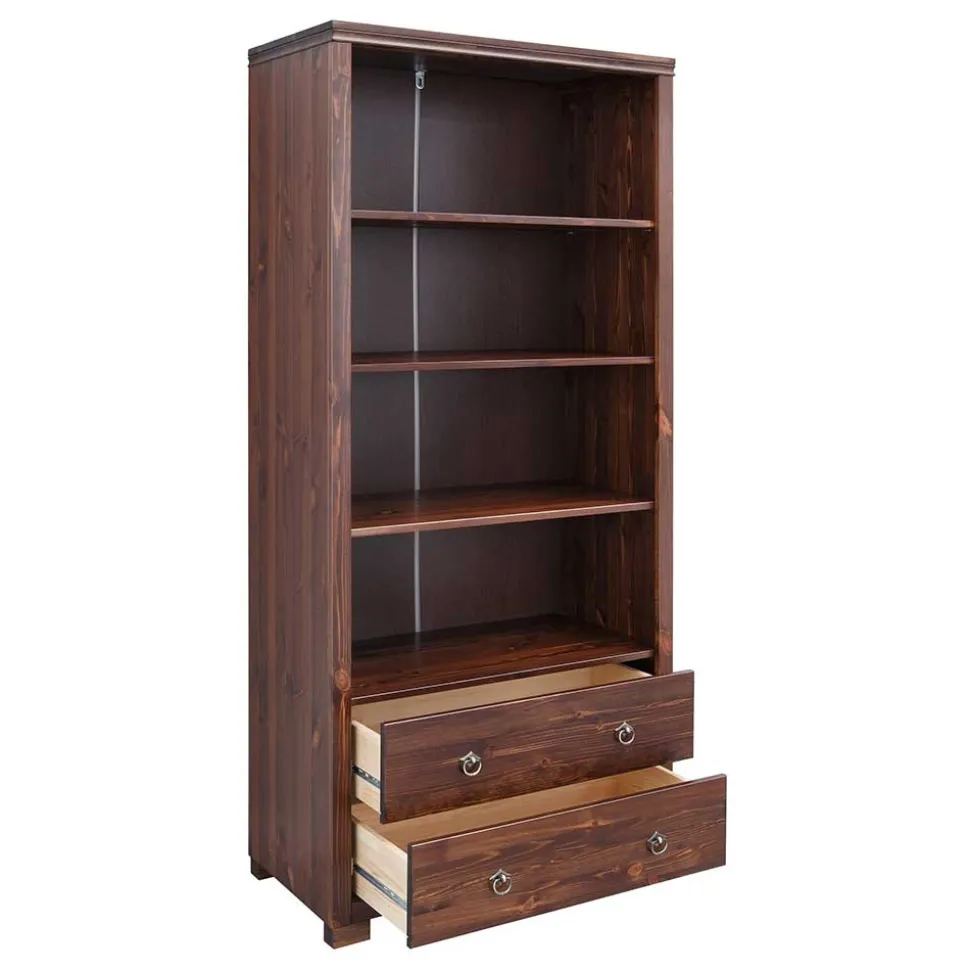 Kiefer Holzregal in Dunkelbraun lackiert - Luvin