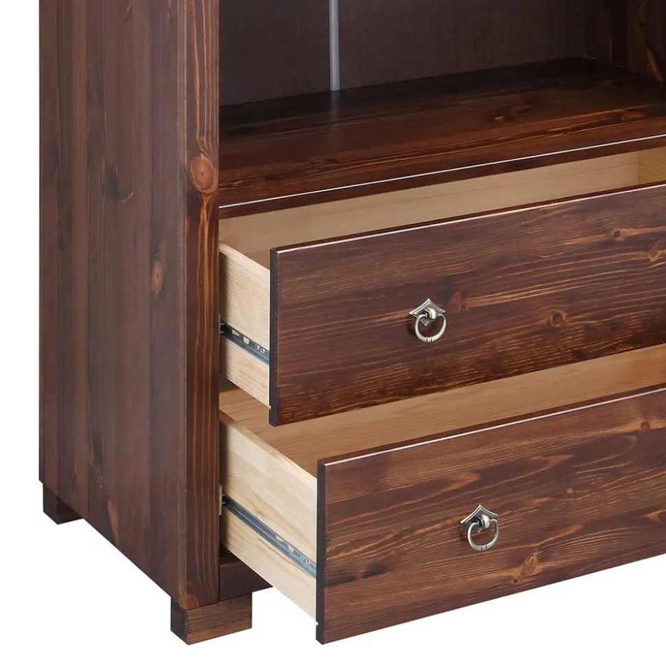 Kiefer Holzregal in Dunkelbraun lackiert - Luvin