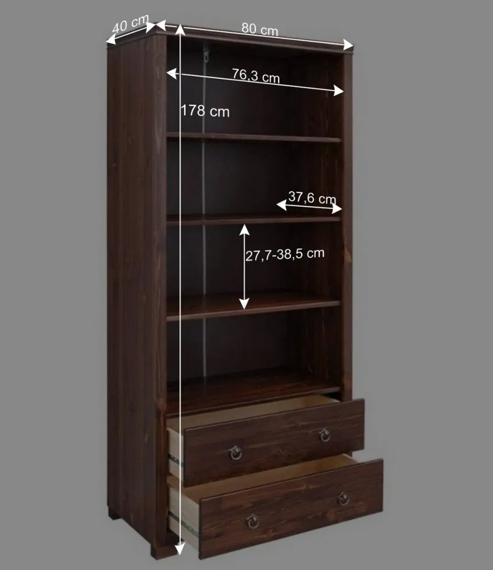 Kiefer Holzregal in Dunkelbraun lackiert - Luvin