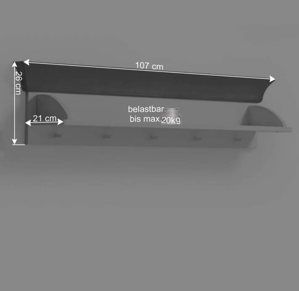 Kiefer Wandboard in Weiß & Grau - Mirandesca