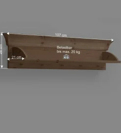 Kiefer Wandhängeregal mit 5 Haken - Piatra