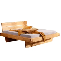 Kiefernholz Balkenbett in Eichefarben - Kalastania