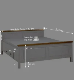 Kiefernholz Bettgestell in Weiß & Lauge - Sibiuta