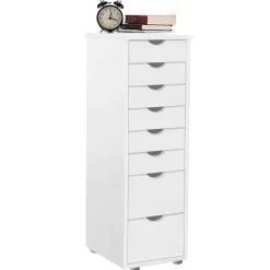 Kiefernholz Hochkommode in Weiß lackiert - Herania