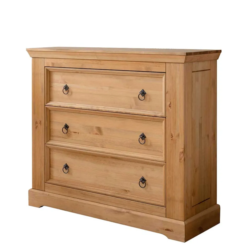 Kiefernholz Landhaus Kommode mit 42cm Tiefe - Voeca