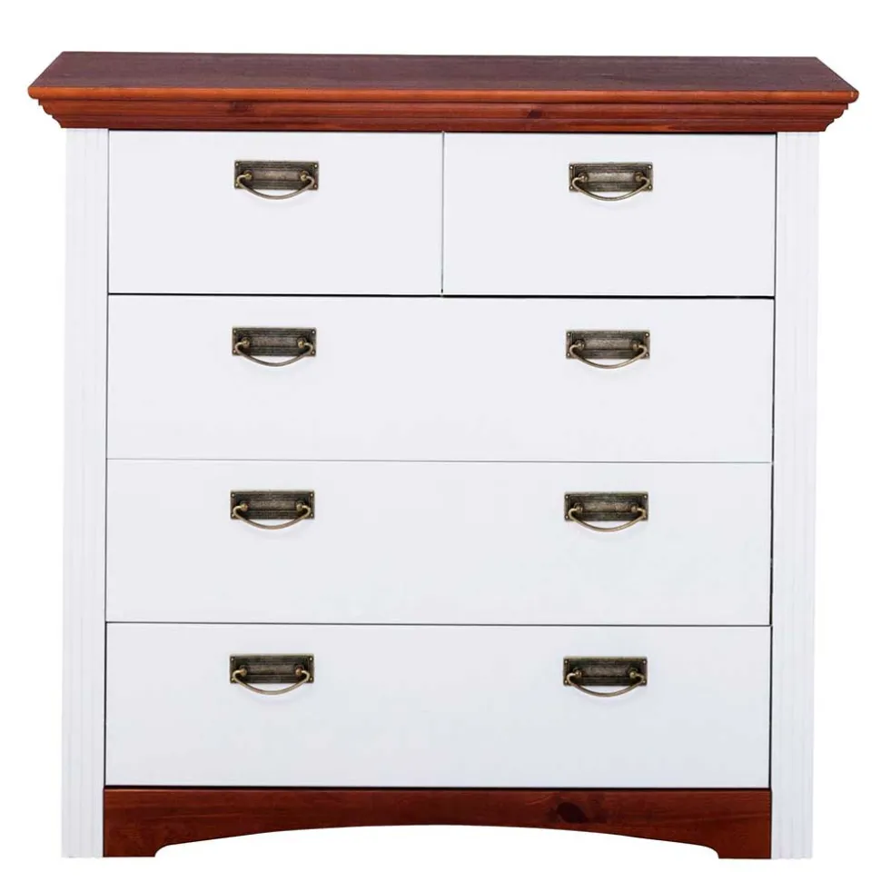 Kiefernholz Schubladen Kommode zweifarbig - Beapta