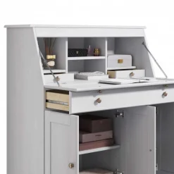 Kiefernholz Sekretär in Weiß gewachst - Aritina