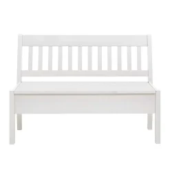 Kiefernholz Truhenbank in Weiß - Zanaris